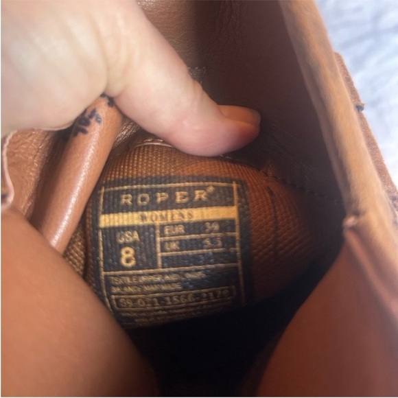 Roper Tall Stuff Snip Toe Brown Ankle Boots with Embroidered Design Sz 8 - Picture 7 of 7